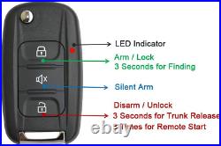 Car Alarm System with Remote Start Kit Push to Engine Start Stop Button Set