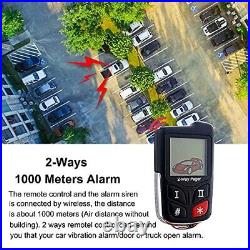 Wireless Car Alarm 2-Way LCD Pager Remote Control DIY Install, Universal